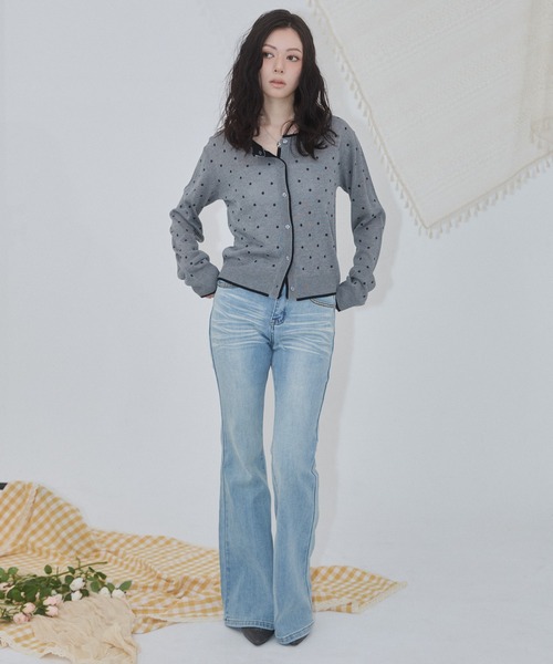 ENVYM(アンビー)の「ドット レイヤード ニットカーディガン(カーディガン/ボレロ・レディース・ブラック/グレー・FREE)」の11枚目の写真