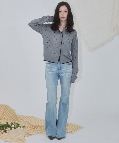 ENVYM(アンビー)の「ドット レイヤード ニットカーディガン(カーディガン/ボレロ・レディース・ブラック/グレー・FREE)」の12枚目の写真