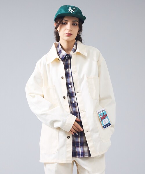 UNIVERSAL OVERALL（ユニバーサルオーバーオール）の「【UNIVERSAL OVERALL / ユニバーサルオーバーオール】カバーオール ジャケット / ユニセックス（ブルゾン・メンズ・ネイビー/アイボリー・L/M）」の3枚目の写真