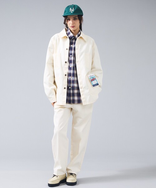 UNIVERSAL OVERALL（ユニバーサルオーバーオール）の「【UNIVERSAL OVERALL / ユニバーサルオーバーオール】カバーオール ジャケット / ユニセックス（ブルゾン・メンズ・ネイビー/アイボリー・L/M）」の4枚目の写真