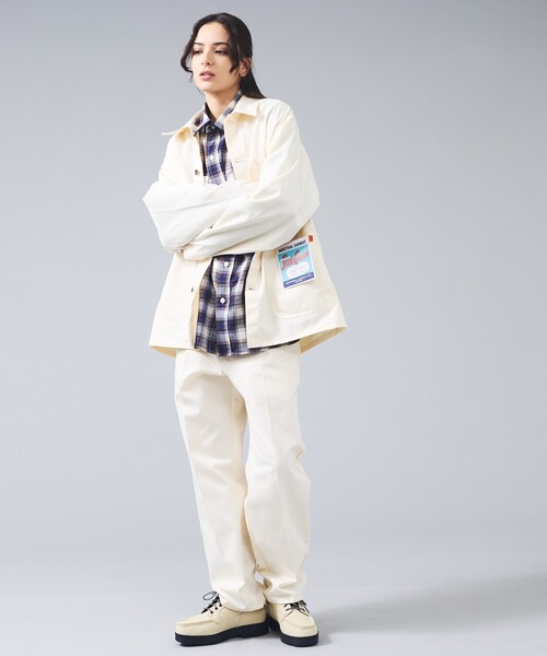 UNIVERSAL OVERALL（ユニバーサルオーバーオール）の「【UNIVERSAL OVERALL / ユニバーサルオーバーオール】カバーオール ジャケット / ユニセックス（ブルゾン・メンズ・ネイビー/アイボリー・L/M）」の6枚目の写真