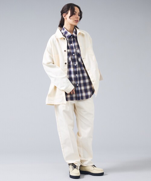 UNIVERSAL OVERALL（ユニバーサルオーバーオール）の「【UNIVERSAL OVERALL / ユニバーサルオーバーオール】カバーオール ジャケット / ユニセックス（ブルゾン・メンズ・ネイビー/アイボリー・L/M）」の8枚目の写真