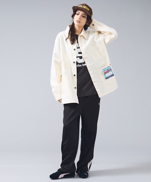 UNIVERSAL OVERALL（ユニバーサルオーバーオール）の「【UNIVERSAL OVERALL / ユニバーサルオーバーオール】カバーオール ジャケット / ユニセックス（ブルゾン・メンズ・ネイビー/アイボリー・L/M）」の9枚目の写真