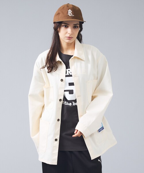 UNIVERSAL OVERALL（ユニバーサルオーバーオール）の「【UNIVERSAL OVERALL / ユニバーサルオーバーオール】カバーオール ジャケット / ユニセックス（ブルゾン・メンズ・ネイビー/アイボリー・L/M）」の10枚目の写真