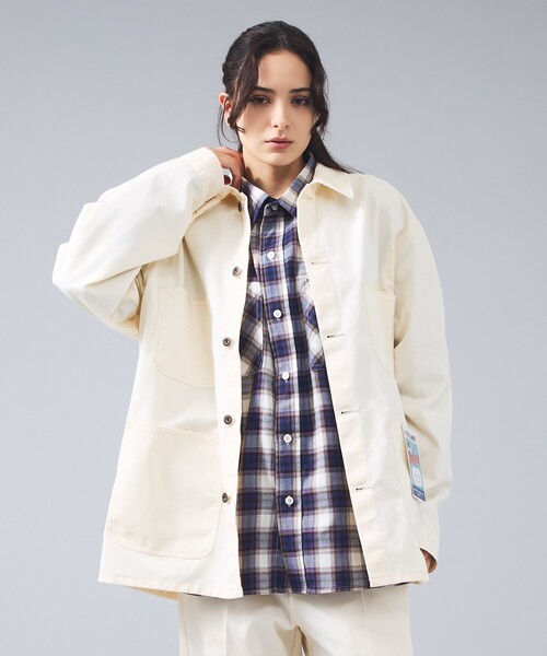 UNIVERSAL OVERALL（ユニバーサルオーバーオール）の「【UNIVERSAL OVERALL / ユニバーサルオーバーオール】カバーオール ジャケット / ユニセックス（ブルゾン・メンズ・ネイビー/アイボリー・L/M）」の11枚目の写真