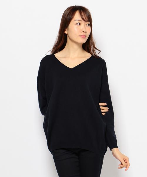 SHARE PARK（シェアパーク）の「コットンカシミヤ　Vネックニット（ニット/セーター・レディース・ホワイト系/イエロー系/レッド系/ブルー系/ネイビー系・1）」の3枚目の写真