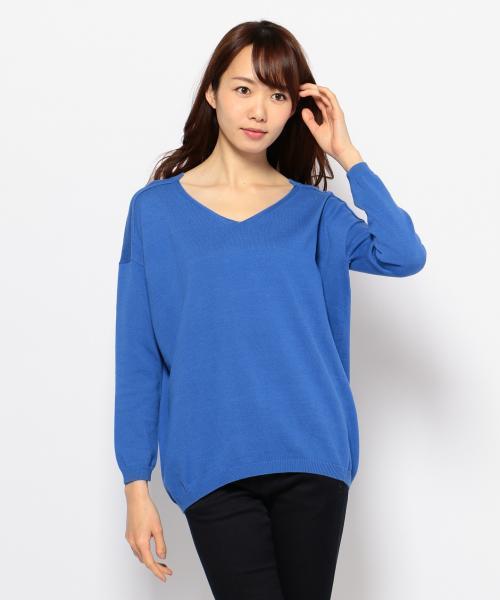 SHARE PARK（シェアパーク）の「コットンカシミヤ　Vネックニット（ニット/セーター・レディース・ホワイト系/イエロー系/レッド系/ブルー系/ネイビー系・1）」の4枚目の写真