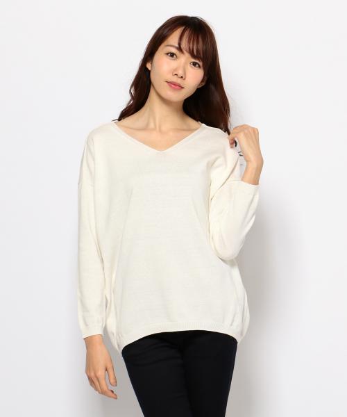 SHARE PARK（シェアパーク）の「コットンカシミヤ　Vネックニット（ニット/セーター・レディース・ホワイト系/イエロー系/レッド系/ブルー系/ネイビー系・1）」の15枚目の写真