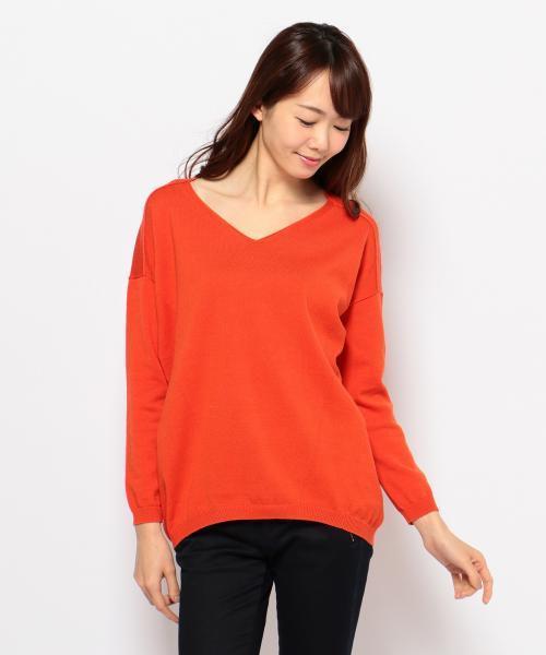 SHARE PARK（シェアパーク）の「コットンカシミヤ　Vネックニット（ニット/セーター・レディース・ホワイト系/イエロー系/レッド系/ブルー系/ネイビー系・1）」の14枚目の写真