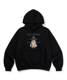 71TO96（チル ハナ トゥ グユク）の「(起毛) Gat Meow フードパーカー (ブラック)（パーカー）」