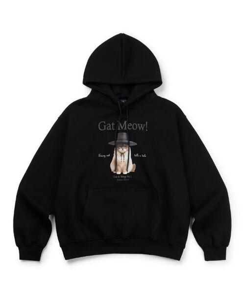 Gat Meow фуд‑парка (мохер) — парка‑толстовка, черная