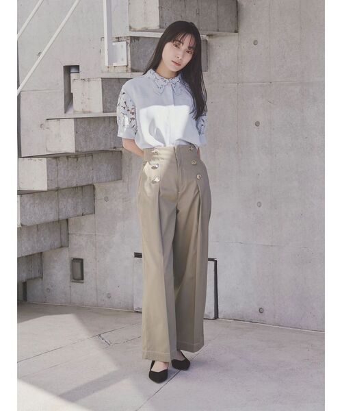 TONAL（トーナル）の「ケミカルレースハーフスリーブシャツ（シャツ/ブラウス・レディース・オフホワイト/ライトブルー/ピンク・MEDIUM）」の12枚目の写真