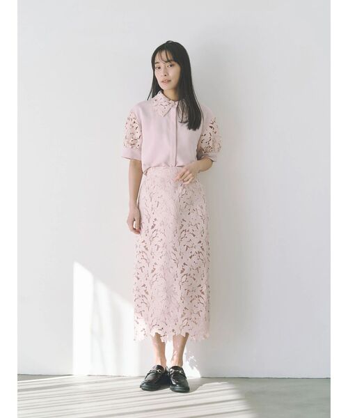 TONAL（トーナル）の「ケミカルレースハーフスリーブシャツ（シャツ/ブラウス・レディース・オフホワイト/ライトブルー/ピンク・MEDIUM）」の13枚目の写真