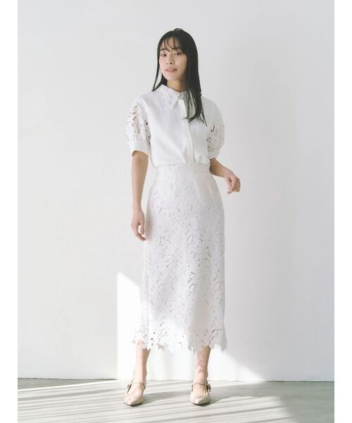 TONAL（トーナル）の「ケミカルレースハーフスリーブシャツ（シャツ/ブラウス・レディース・オフホワイト/ライトブルー/ピンク・MEDIUM）」の14枚目の写真