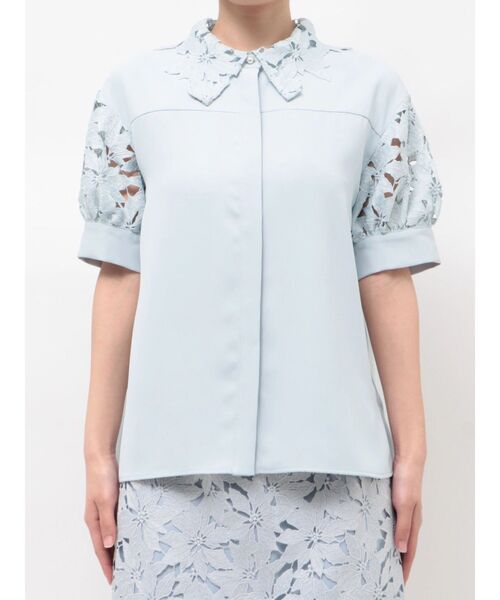 TONAL（トーナル）の「ケミカルレースハーフスリーブシャツ（シャツ/ブラウス・レディース・オフホワイト/ライトブルー/ピンク・MEDIUM）」の17枚目の写真