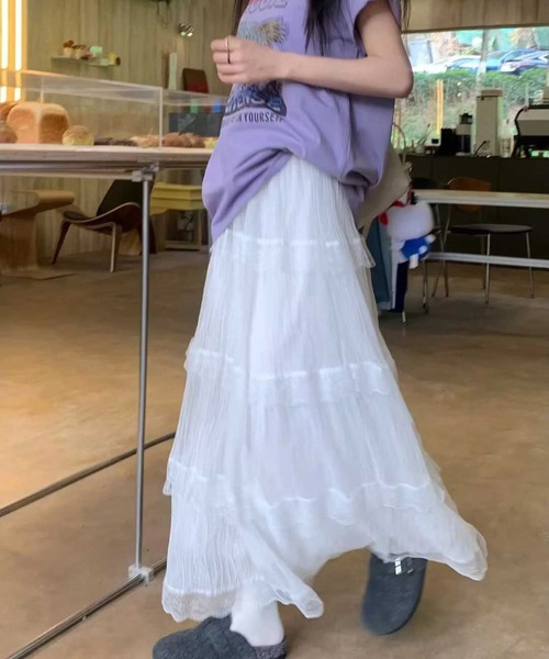 CERCA(チェルカ)の「Chiina /ティアードチュールスカート(スカート・レディース・ホワイト・FREE)」の5枚目の写真