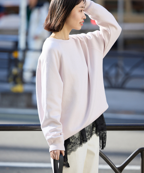 SLOBE IENA（スローブイエナ）の「《追加》レースコンビカットソー2（Tシャツ/カットソー・レディース・ブラック/ホワイト・FREE）」の8枚目の写真