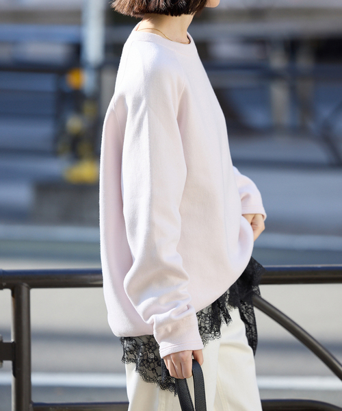 SLOBE IENA（スローブイエナ）の「《追加》レースコンビカットソー2（Tシャツ/カットソー・レディース・ブラック/ホワイト・FREE）」の9枚目の写真