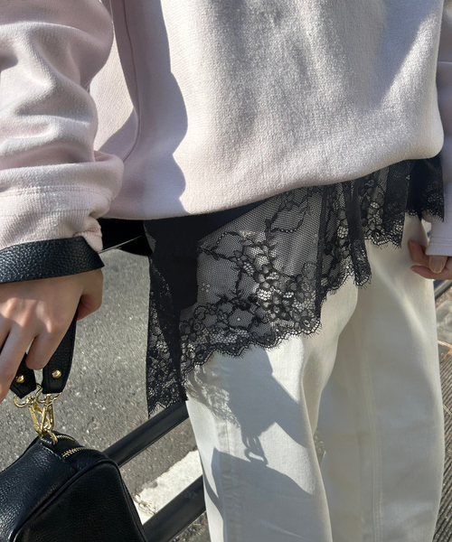 SLOBE IENA（スローブイエナ）の「《追加》レースコンビカットソー2（Tシャツ/カットソー・レディース・ブラック/ホワイト・FREE）」の13枚目の写真