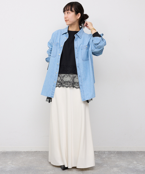 SLOBE IENA（スローブイエナ）の「《追加》レースコンビカットソー2（Tシャツ/カットソー・レディース・ブラック/ホワイト・FREE）」の16枚目の写真