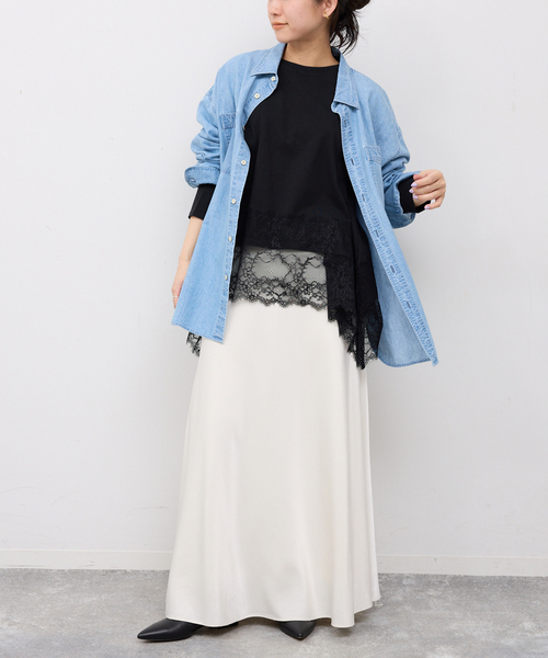 SLOBE IENA（スローブイエナ）の「《追加》レースコンビカットソー2（Tシャツ/カットソー・レディース・ブラック/ホワイト・FREE）」の17枚目の写真