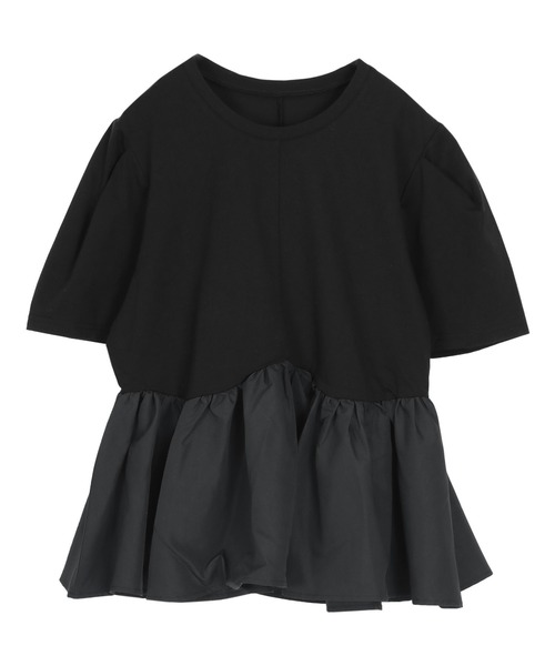 titivate（ティティベイト）の「【サステナブル】カットソードッキングペプラムトップス（Tシャツ/カットソー・レディース・チャコール/オフホワイト/ブラック・L/M/S）」の16枚目の写真