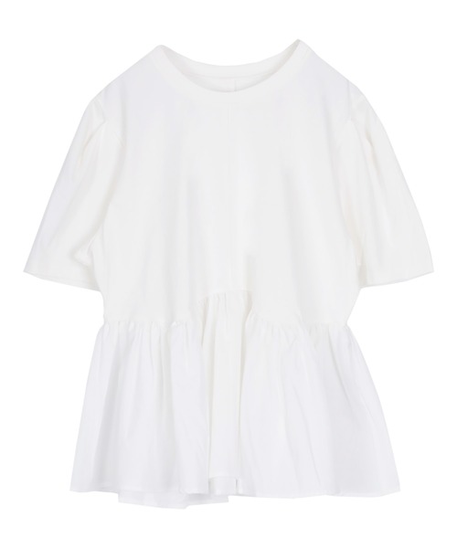 titivate（ティティベイト）の「【サステナブル】カットソードッキングペプラムトップス（Tシャツ/カットソー・レディース・チャコール/オフホワイト/ブラック・L/M/S）」の18枚目の写真
