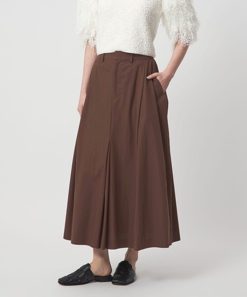 ASTRAET（アストラット）の「＜ASTRAET＞ボックスプリーツ トラペーズスカート（スカート・レディース・ダークブラウン/ブラック・0/1）」の2枚目の写真