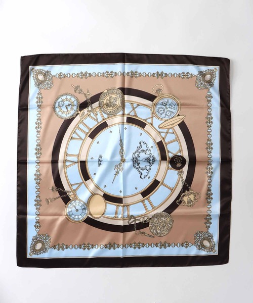 Jines（ジネス）の「クロック柄スカーフ（バンダナ/スカーフ・レディース・ベージュ/グリーン・FREE）」の8枚目の写真