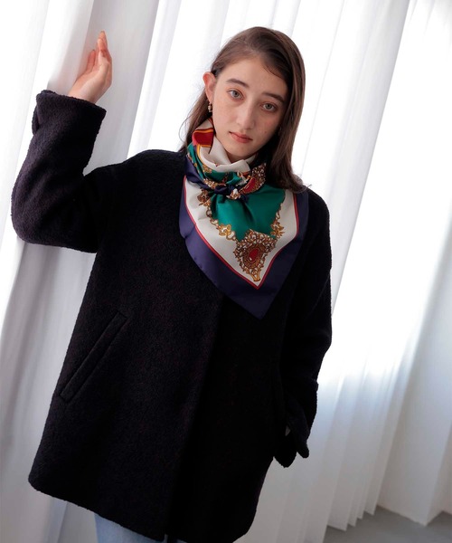 Jines（ジネス）の「クロック柄スカーフ（バンダナ/スカーフ・レディース・ベージュ/グリーン・FREE）」の6枚目の写真