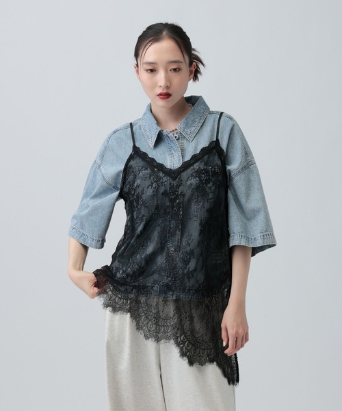 LEPSIM(レプシィム)の「総レースキャミソール 648050【KKfashion紹介アイテム】(キャミソール・レディース・オフホワイト/ブラック/ホワイト系その他/ブラック系その他・FREE)」の4枚目の写真