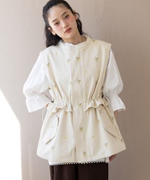 RAGEBLUE | 2WAY/フラワー刺繍フリルミリタリーベスト(ベスト)