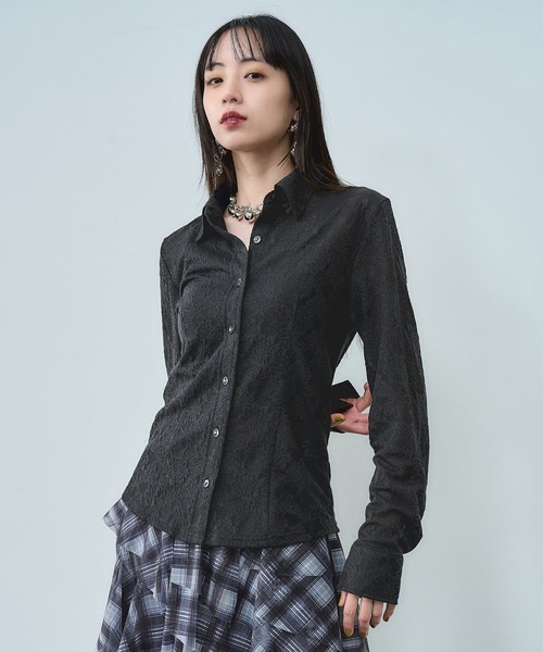 HARE（ハレ）の「カットレースシャツ(HARE)（シャツ/ブラウス・レディース・ブラック/スカイブルー・FREE）」の14枚目の写真