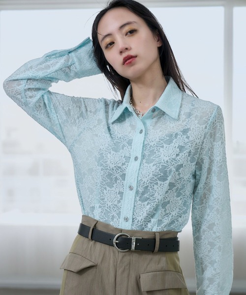 HARE（ハレ）の「カットレースシャツ(HARE)（シャツ/ブラウス・レディース・ブラック/スカイブルー・FREE）」の18枚目の写真