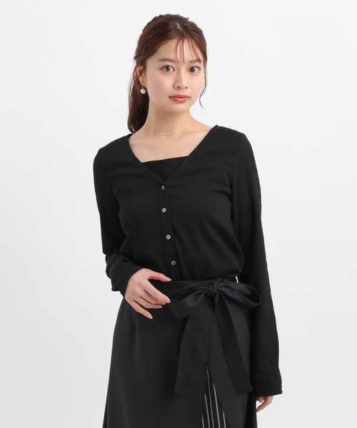 Andemiu（アンデミュウ）の「フクレジャガードVネックカーディガン653257（Tシャツ/カットソー・レディース・ブルー/オフホワイト/ブラック・FREE）」の15枚目の写真