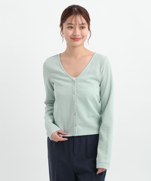 Andemiu（アンデミュウ）の「フクレジャガードVネックカーディガン653257（Tシャツ/カットソー・レディース・ブルー/オフホワイト/ブラック・FREE）」の17枚目の写真