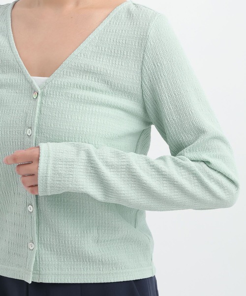 Andemiu（アンデミュウ）の「フクレジャガードVネックカーディガン653257（Tシャツ/カットソー・レディース・ブルー/オフホワイト/ブラック・FREE）」の5枚目の写真