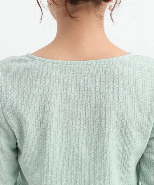 Andemiu（アンデミュウ）の「フクレジャガードVネックカーディガン653257（Tシャツ/カットソー・レディース・ブルー/オフホワイト/ブラック・FREE）」の7枚目の写真
