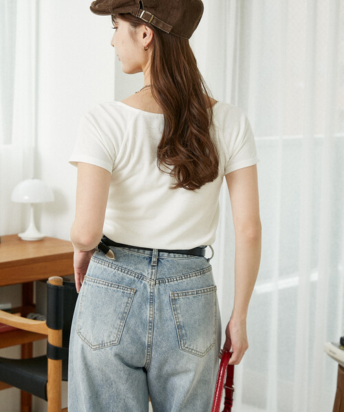 PUBLUX(パブリュクス)の「PUBLUX/パブリュクス レース ヘンリーネック カットソー 限定展開(Tシャツ/カットソー・レディース・ブラック/グレー/オフホワイト・フリ-)」の13枚目の写真