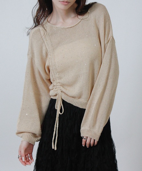 NYLAUS(ナイラス)の「【SG】裾ドロスト 2WAYシアーメッシュプルオーバー(その他トップス・レディース・ブラック/ベージュ・M)」の2枚目の写真
