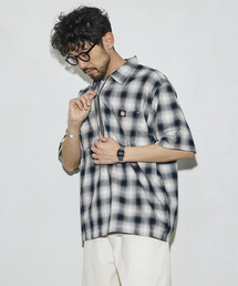 RED KAP | RED KAP/レッドキャップ 別注 リラックスフィット ハーフジップ ワンポイントロゴ 半袖ワークシャツ/チェック/ストライプ(シャツ/ブラウス)