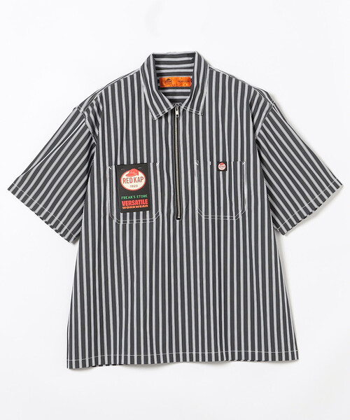 RED KAP（レッドキャップ）の「RED KAP/レッドキャップ 別注 リラックスフィット ハーフジップ ワンポイントロゴ 半袖ワークシャツ/チェック/ストライプ（シャツ/ブラウス・メンズ・その他15/その他9/その他16/ブルー/その他13・MEDIUM/LARGE）」の3枚目の写真