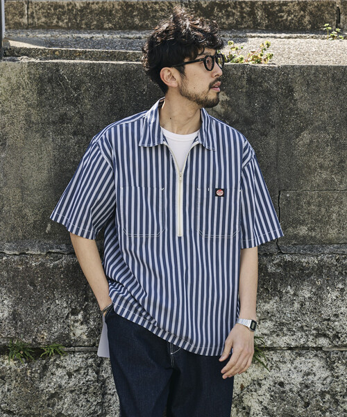 RED KAP（レッドキャップ）の「RED KAP/レッドキャップ 別注 リラックスフィット ハーフジップ ワンポイントロゴ 半袖ワークシャツ/チェック/ストライプ（シャツ/ブラウス・メンズ・その他15/その他9/その他16/ブルー/その他13・MEDIUM/LARGE）」の21枚目の写真
