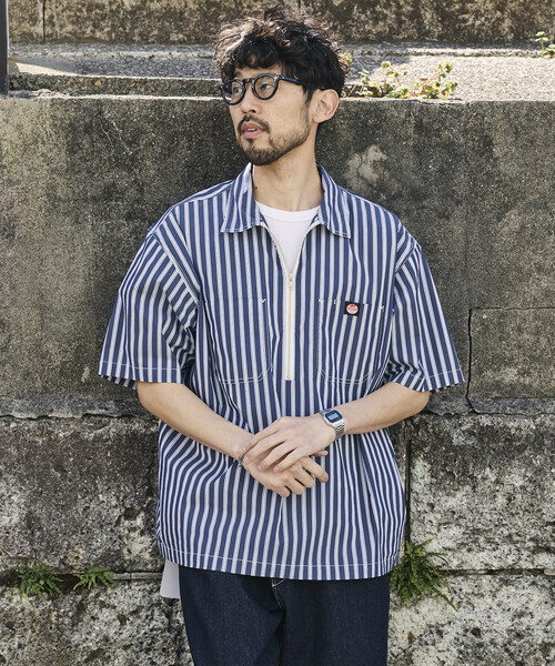 RED KAP（レッドキャップ）の「RED KAP/レッドキャップ 別注 リラックスフィット ハーフジップ ワンポイントロゴ 半袖ワークシャツ/チェック/ストライプ（シャツ/ブラウス・メンズ・その他15/その他9/その他16/ブルー/その他13・MEDIUM/LARGE）」の19枚目の写真