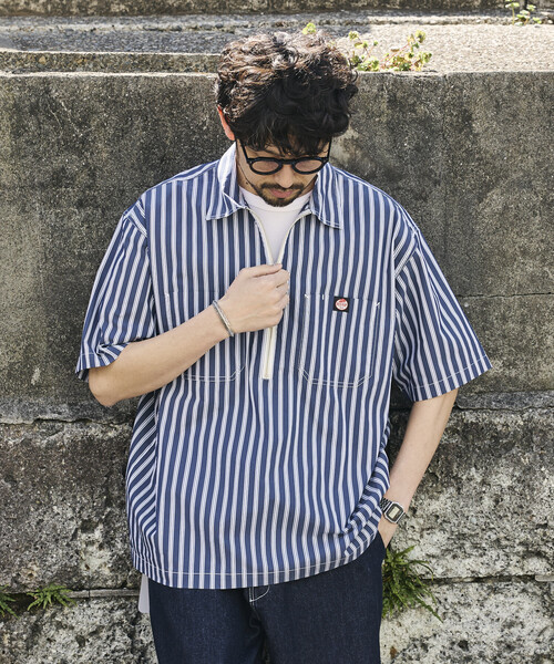 RED KAP（レッドキャップ）の「RED KAP/レッドキャップ 別注 リラックスフィット ハーフジップ ワンポイントロゴ 半袖ワークシャツ/チェック/ストライプ（シャツ/ブラウス・メンズ・その他15/その他9/その他16/ブルー/その他13・MEDIUM/LARGE）」の16枚目の写真
