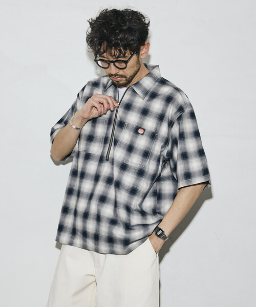 RED KAP（レッドキャップ）の「RED KAP/レッドキャップ 別注 リラックスフィット ハーフジップ ワンポイントロゴ 半袖ワークシャツ/チェック/ストライプ（シャツ/ブラウス・メンズ・その他15/その他9/その他16/ブルー/その他13・MEDIUM/LARGE）」の9枚目の写真