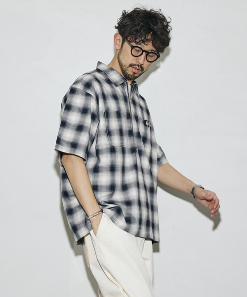 RED KAP（レッドキャップ）の「RED KAP/レッドキャップ 別注 リラックスフィット ハーフジップ ワンポイントロゴ 半袖ワークシャツ/チェック/ストライプ（シャツ/ブラウス・メンズ・その他15/その他9/その他16/ブルー/その他13・MEDIUM/LARGE）」の7枚目の写真
