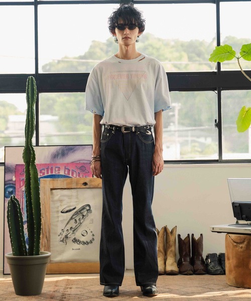 FACCIES(ファチーズ)の「【FACCIES/ファッチーズ】RIGID LIGHT OZ DENIME FLARE PAMTS(デニムパンツ・メンズ・インディゴブルー・2/1)」の2枚目の写真