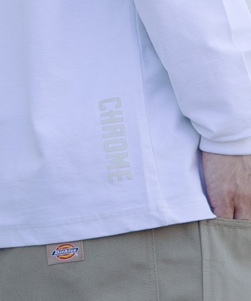 CHROME(クローム)の「【ムラサキスポーツ限定】CHROME/クローム 長袖 Tシャツ ロンT ロゴ ワンポイント UVカット 接触冷感 吸水拡散 遮熱 JP283WH(Tシャツ/カットソー・メンズ・ホワイト・L/XL/M)」の6枚目の写真