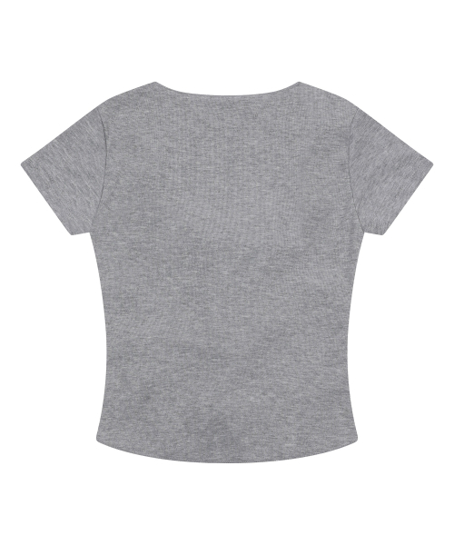 MUCENT（ムセント）の「ルケアイレットレースアップコルセットグルミ半袖Tシャツ（2カラー）（Tシャツ/カットソー・レディース・ライトグレー/ホワイト・FREE）」の4枚目の写真